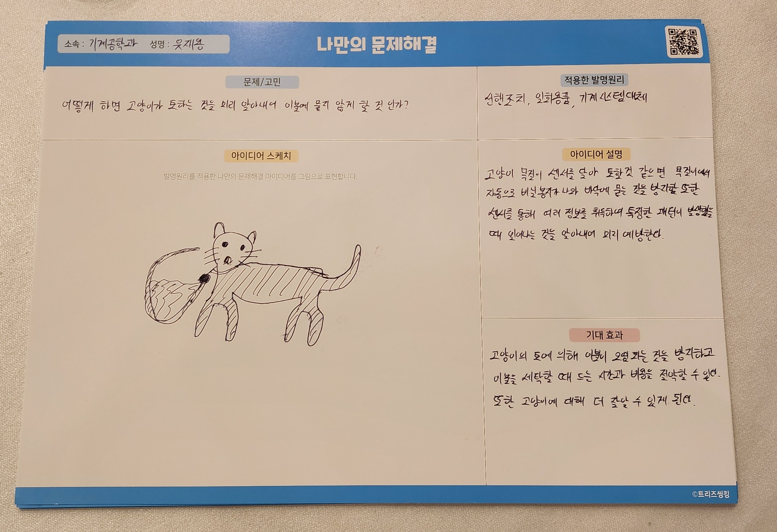 어떻게 하면 고양이가 토하는 것을 미리 알아내어 이불에 뭍지 않게 할 것인가